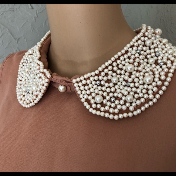 DizzyLizzy | Beaded Pearl Collar Sheer Blouse - Picture 3 of 8